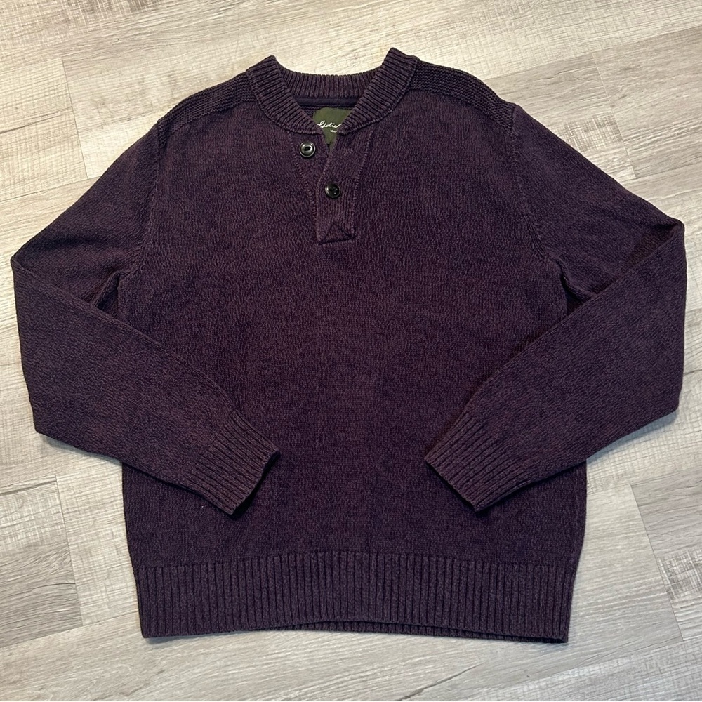 Eddie Bauer Men's Purple Quarter Button Long Sleeve Sweater Size L